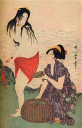 Right hand panel of The Pearl Divers triptych by Utamaro, c1797-98, 1936
