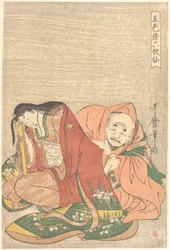 “The Poet Sōjō Henjō (816-890) Slipping a Letter into a Woman
