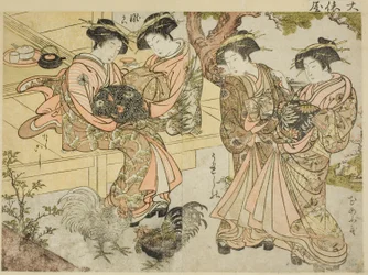 Courtesans of Ogiya, from the book "Mirror of Beautiful Women of the Pleasure Quarters (Seiro bijin awase sugata kagami)," vol. 1