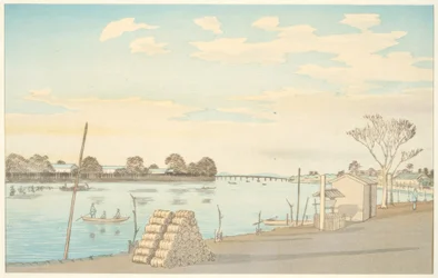 Ferry with View of Mount Fuji, the Okawa River