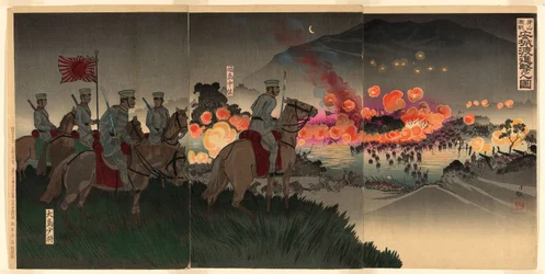 Advancing across the Ansong River at the Battle of Asan