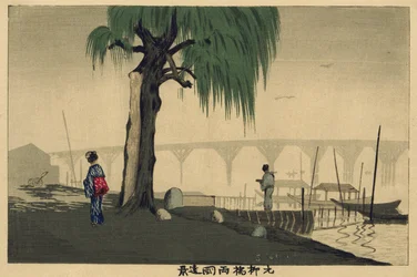 Distant View of Ryōgoku from Motoyanagi Bridge