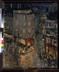 Paris, Boulevard des Capucines. View of the Intersection of Boulevards des Capucines and des Italiens on a Summer Night
