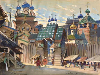 Market Place. Stage Design for the Opera Prince Igor by A. Borodin