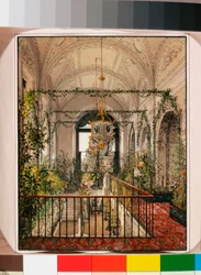 Interiors of the Winter Palace - The Small Winter Garden in the Apartments of Alexandra Fyodorovna - Watercolour on Paper by Konstantin Andreyevich Ukhtomsky (1870s)