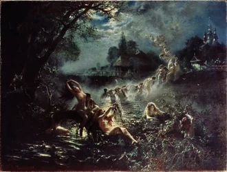 Sirens (Mermaids). At night, naked women weave wreaths in a river, then form a chain holding on to one another and rise into the sky before mingling with the clouds.