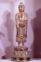 Buddha statuette in golden bronze (Silla period)