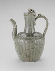 Ewer with Bamboo-shaped Spout, Fluting, and Leaves