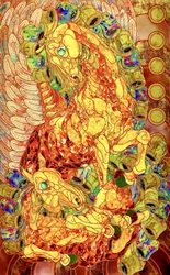 Stained Glass Winged Horses