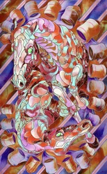 Vibrant Stained Glass Horses