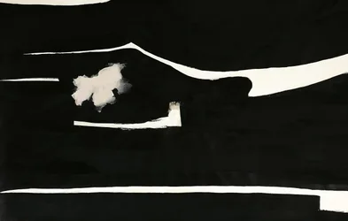 Black Abstract With Pink Flower
