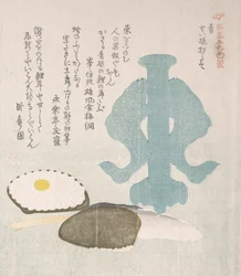 Blue, Dipper-holder of Celadon and Other Objects for the Tea Ceremony, 19th century