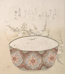 Bowl with White-Baits and Plum Blossoms