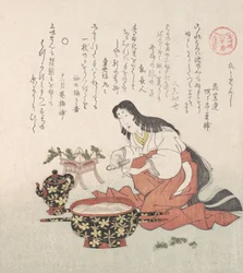 Woman Cutting Her Nails after Gathering Herbs