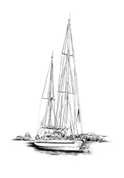 Anchored Sailboat Sketch