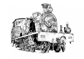 Classic Steam Engine Sketch