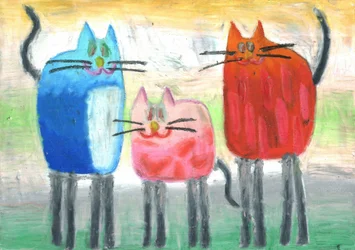Colorful Cat Trio