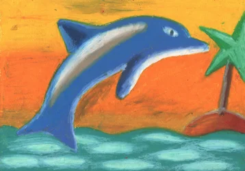 Jumping Dolphin at Tropical Sunset