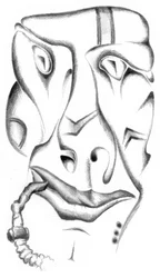 Surreal Face with Pipe
