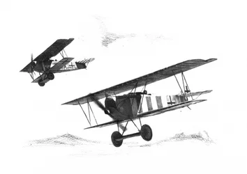 WWI Biplanes Flying