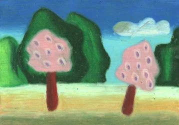Whimsical Pink Tree Landscape