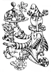 Whimsical Striped Figures