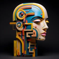 A 3D sculpture of a beautiful human face