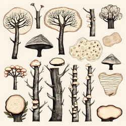 Tree Trunk Sections, Boho Clipart, Boho Drawing Pattern, Boho Trunk 3