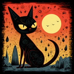 Cartoon Whimsical Sphinx Cat