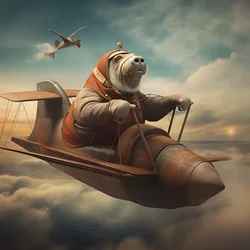 A Walrus Flying an Airplane 1