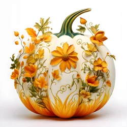 Pumpkin with Flowers Growing Out 4