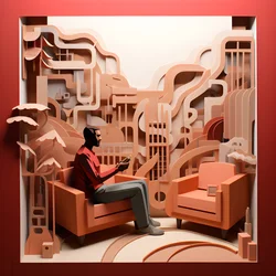 Man Sitting on a Sofa, Watching TV 4