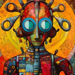 Carnival Cajun Swamp Mutant Sci-Fi Droid in the Artistic Style of Tim Burton and Beksinski 1