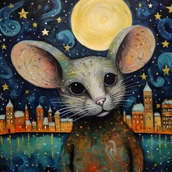 Portrait of the Mouse Animal Starry Night 3