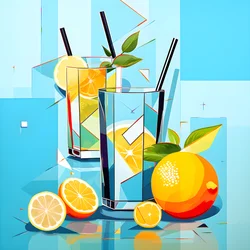 Poster of lemons, cocktails with lemons, mint 2
