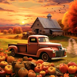 An Old Pickup on an Autumn Evening at Sunset 4