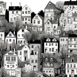 A Black and White Picture of Houses 2
