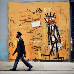 A Painted Figure Comes to Life as It Walks Down a Street in New York, Surreal Photo 3