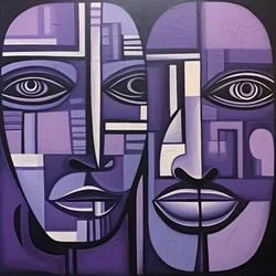 Purple and Gray Geometric Painting with Purple Eye 3