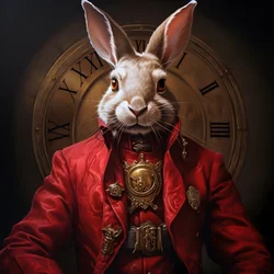 Male Anthropomorphic Cybernetic Clockpunk Android Rabbit in Red Tailcoat 3