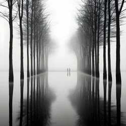 Black and White Photos of Trees on the Water 2