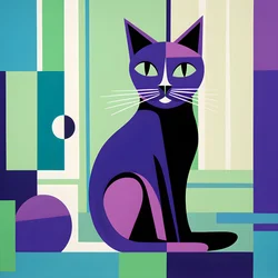 To Create a Striking Contrast, Silver Cat Sits in the Style of Modernist Clear Lines 3