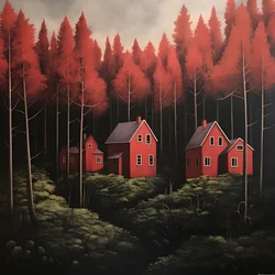 Four Red Houses in the Forest 2