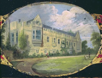Victorian Sewing Box Panel Decorated with an Oval Cameo of St. John