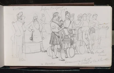 On parade. Drummers of the 79th. A sketch at Parkhurst
