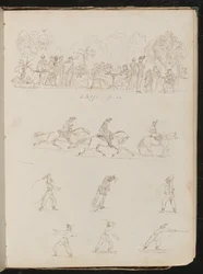 Eight Studies of Soldiers, Including Soldiers at an Outdoor Café