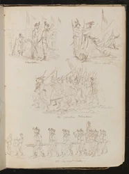 Four Battalion Scenes Inscribed 