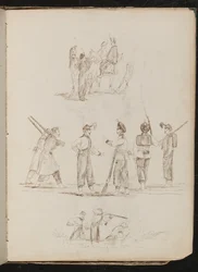 Study of Soldiers and Horses