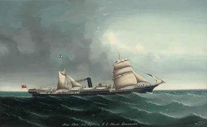 The Indo-China Steamship Lightning Under Sail and Steam, 1892