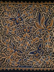 Batik with traditional butterfly and flower decoration, Java, Indonesia, detail